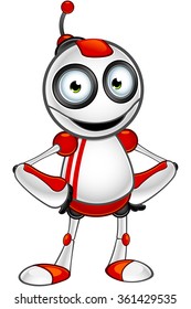 Red And White Robot - Hands On Hips