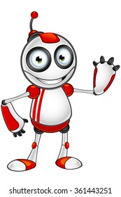 Red And White Robot - Waving