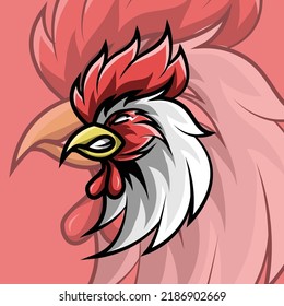 red and white rooster logo mascot vector illustration
