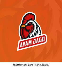 Red and white rooster mascot logo for esport or gaming