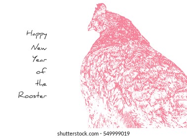 Red and white rooster (or a hen), symbol of Chinese New Year