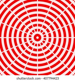 Red white round abstract vortex background. Hypnotic spiral wallpaper. Stylized sunbeam rays. Vector illustration