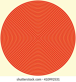 Red white round abstract vortex background. Hypnotic spiral wallpaper. Vector illustration