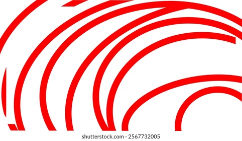 Red white round lines abstract futuristic technology background. Vector digital art design