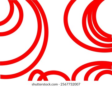 Red white round lines abstract futuristic technology background. Vector digital art design
