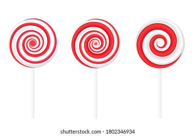 Red White Round Spiral Swirl Lollipops Stock Vector (Royalty Free ...