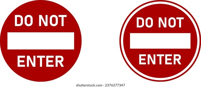 Red and White Round Stop Sign Do Not Enter or Closed Icon Set. Vector Image.