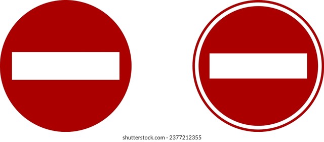 Red and White Round Stop Sign Do Not Enter or Closed Icon Set. Vector Image.