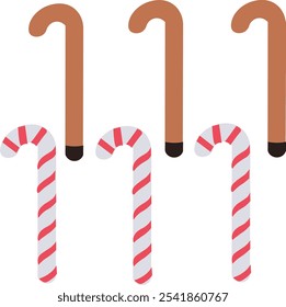 red and white santa claus candy cane