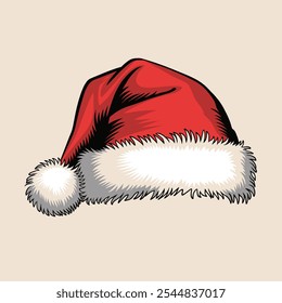 A red and white Santa hat with a white fur trim, symbolizing the holiday season.