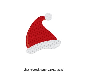 Red and White Santa hat wool pattern on White background