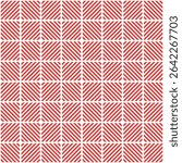 Red and white Scotland textile seamless pattern. Fabric texture check tartan plaid. Abstract geometric background for cloth, card, fabric. Monochrome graphic repeating design. Modern squared ornament.