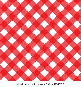 Red and white Scotland textile seamless pattern. Fabric texture check tartan plaid. Abstract geometric background for cloth, card, fabric. Monochrome graphic repeating design. Modern squared ornament