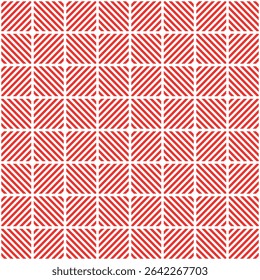 Red and white Scotland textile seamless pattern. Fabric texture check tartan plaid. Abstract geometric background for cloth, card, fabric. Monochrome graphic repeating design. Modern squared ornament.