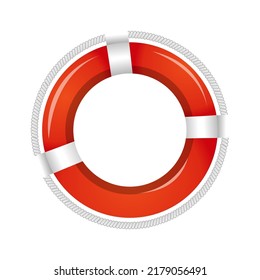 Vector de neumáticos de tubo flotante de mar rojo y blanco para diversión de vacaciones de verano en la playa.