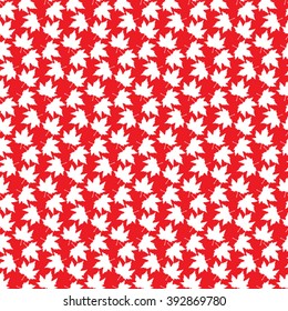 red with white seamless maple leaves pattern vector illustration