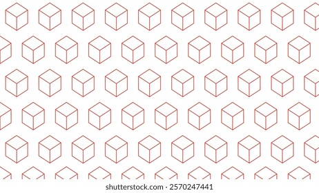 Red and white seamless pattern  with elements cubes