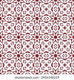 A red and white seamless pattern with a geometric design.