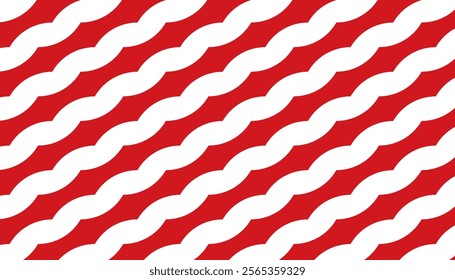 Red and white seamless vector chevron pattern arranged diagonally. Design for wallpaper, fabric, textile, wrapping. Simple background