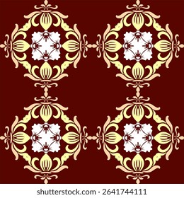  red and white seamless vintage floral pattern with ornate baroque elements