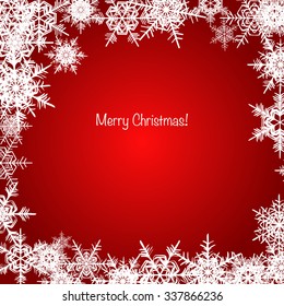 Red and white shiny Christmas snowflake background holiday design