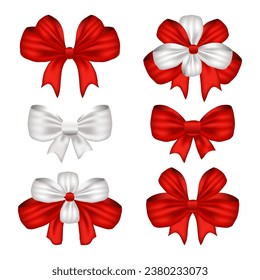 Red white shiny ribbon vector collection
