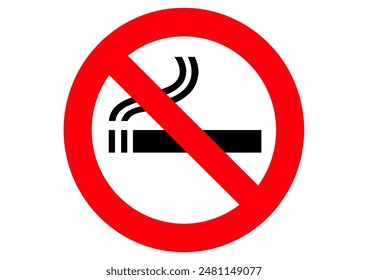 Red and white sign no smoking zone. Illustration made June 26th, 2024, Zurich, Switzerland.