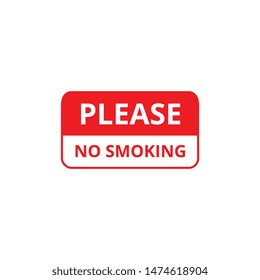 Red white sign with a request not to smoke cigarettes. Please no smoking icon and sign. Isolated vector illustration.
