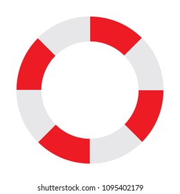 A red and white silhouette of a flotation ring