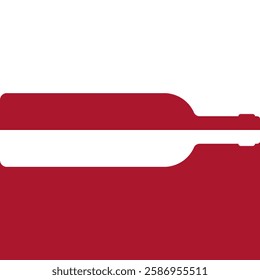 Red and white silhouette of a wine bottle. Vector illustration and template.