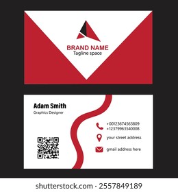 Red and White simple business card template