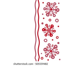 Red and white simple seamless Christmas pattern - varied Xmas snowflakes with dots. Vertical Happy New Year winter background. Vector design for textile, wallpaper, fabric, wrapping paper.