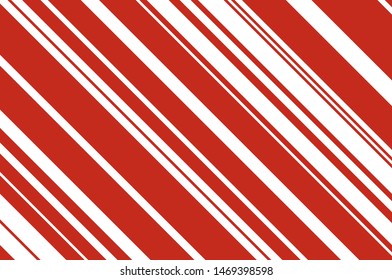 Red and white sloping strips of different thicknesses. Texture of Christmas candy cane. Vector illustration