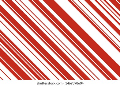Red and white sloping strips of different thicknesses. Texture of Christmas candy cane. Vector illustration