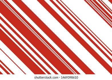 Red and white sloping strips of different thicknesses. Texture of Christmas candy cane. Vector illustration