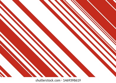 Red and white sloping strips of different thicknesses. Texture of Christmas candy cane. Vector illustration