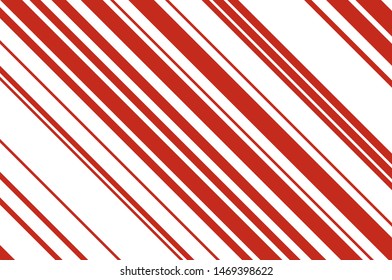 Red and white sloping strips of different thicknesses. Texture of Christmas candy cane. Vector illustration