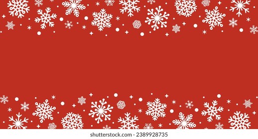 red white snow snowflake frame header banner border winter holiday season celebrate christmas sparkling beautiful luxury vector illustration graphic design long 
