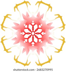 Red and white snowflake icon set for winter season decoration design
