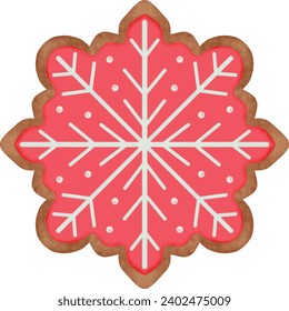 Red and White Snowflakes Cookie Illustration