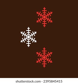 red and white snowflakes in front of the background