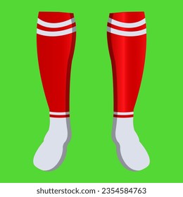 Calcetines de fútbol rojo y blanco. ilustración vectorial