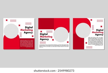 red and white social media post template for business.
