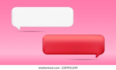 Red and white speech bubbles isolated on pink background. Vector illustration.