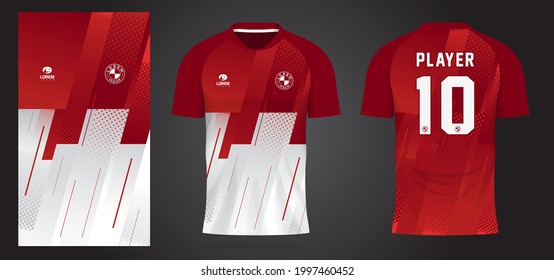 red white sports jersey template for team uniforms and Soccer t shirt design