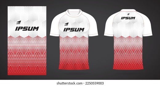 red white sports jersey template for team uniforms and Soccer t shirt design