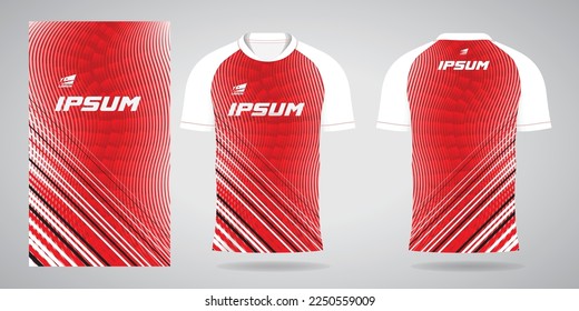 red white sports jersey template for team uniforms and Soccer t shirt design