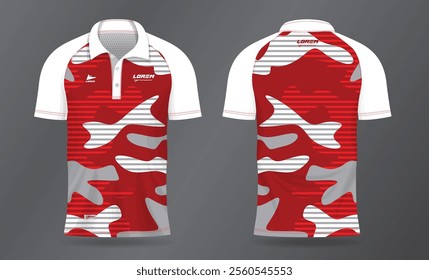 red white sports jersey template for team uniforms and Soccer t shirt design