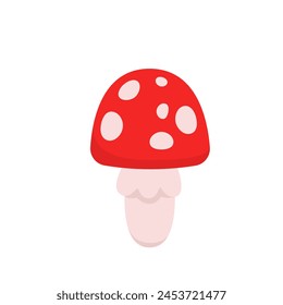 Red and white spotted mushroom. Wild mushroom, forest flora cartoon vector illustration