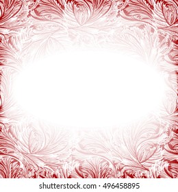Red white square design banner with snow hoar frost ice Frozen glass decor. Winter holiday Red frost background for winter holiday template. Vector illustration stock vector.